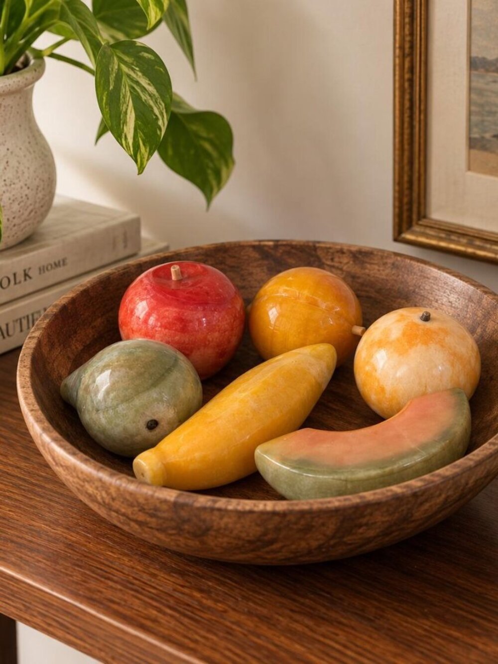 Vintage Alabaster Fruit Set, Italian Stone Fruit Collection